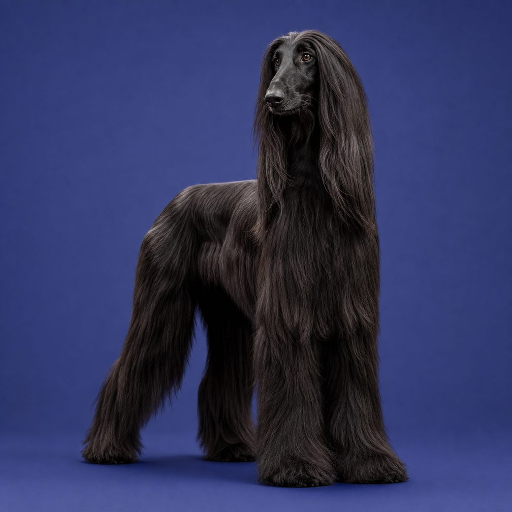 Afghan Hound, studio portrait