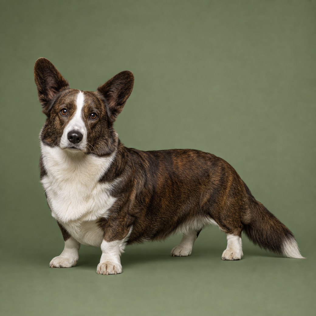 Cardigan Welsh Corgi, studio portrait