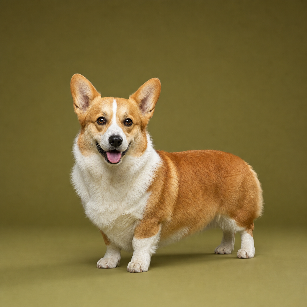 Pembroke Welsh Corgi, studio portrait