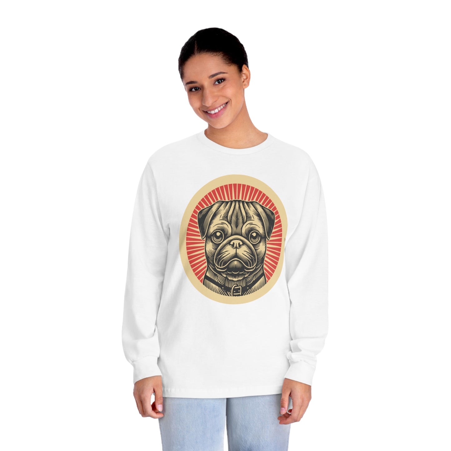 Pug Long Sleeve Tee for Adults