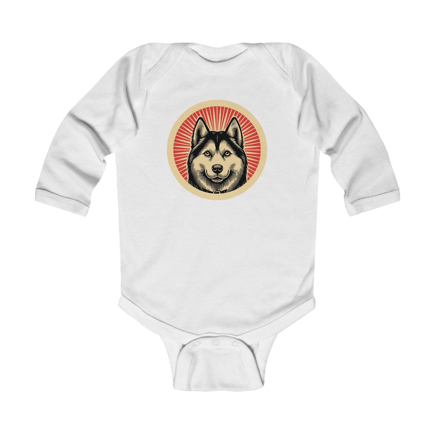 Siberian Husky Long Sleeve Bodysuit for Infants