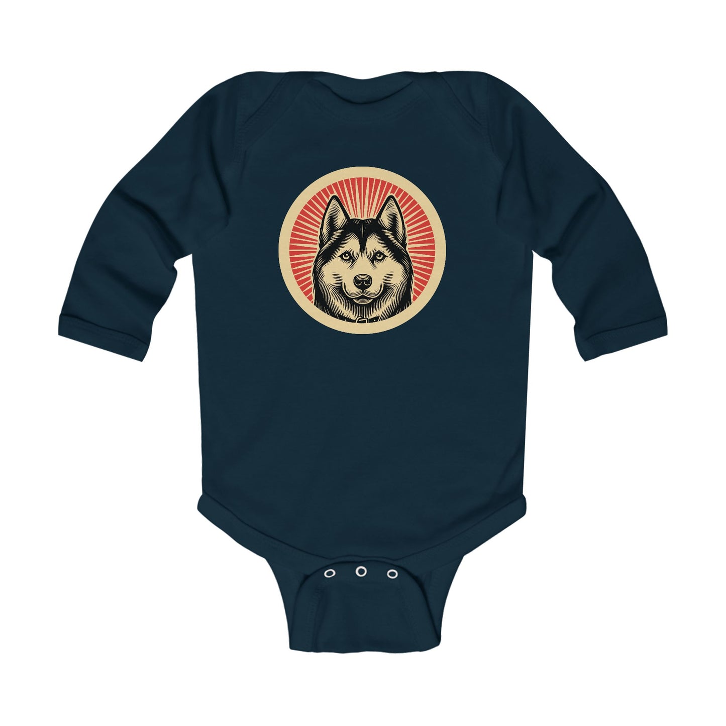 Siberian Husky Long Sleeve Bodysuit for Infants