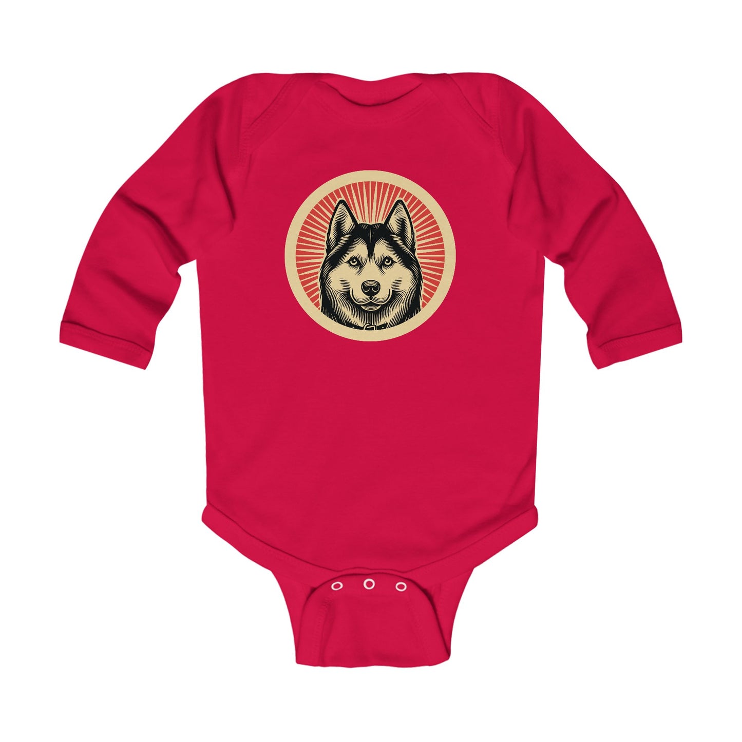 Siberian Husky Long Sleeve Bodysuit for Infants