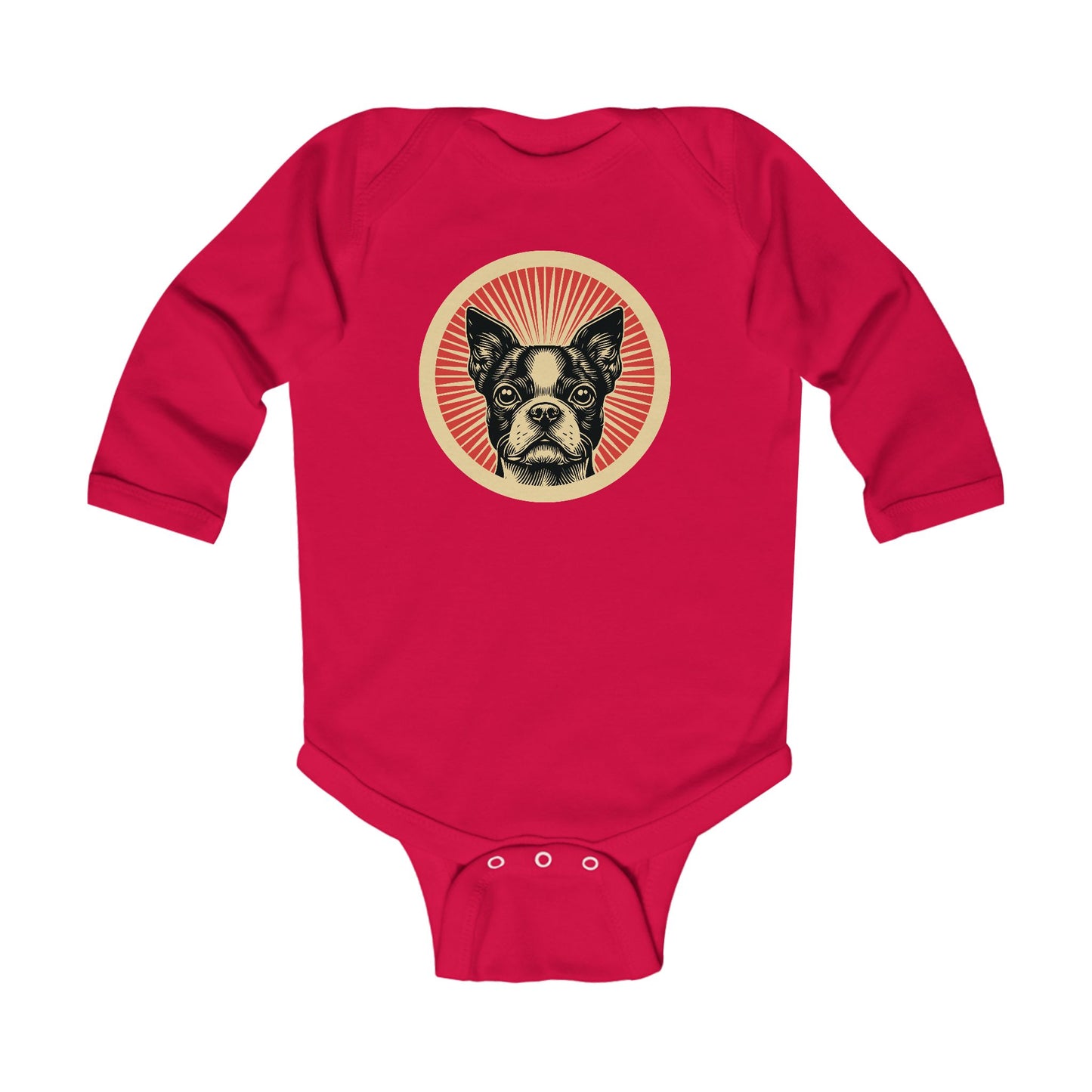 Boston Terrier Long Sleeve Bodysuit for Infants