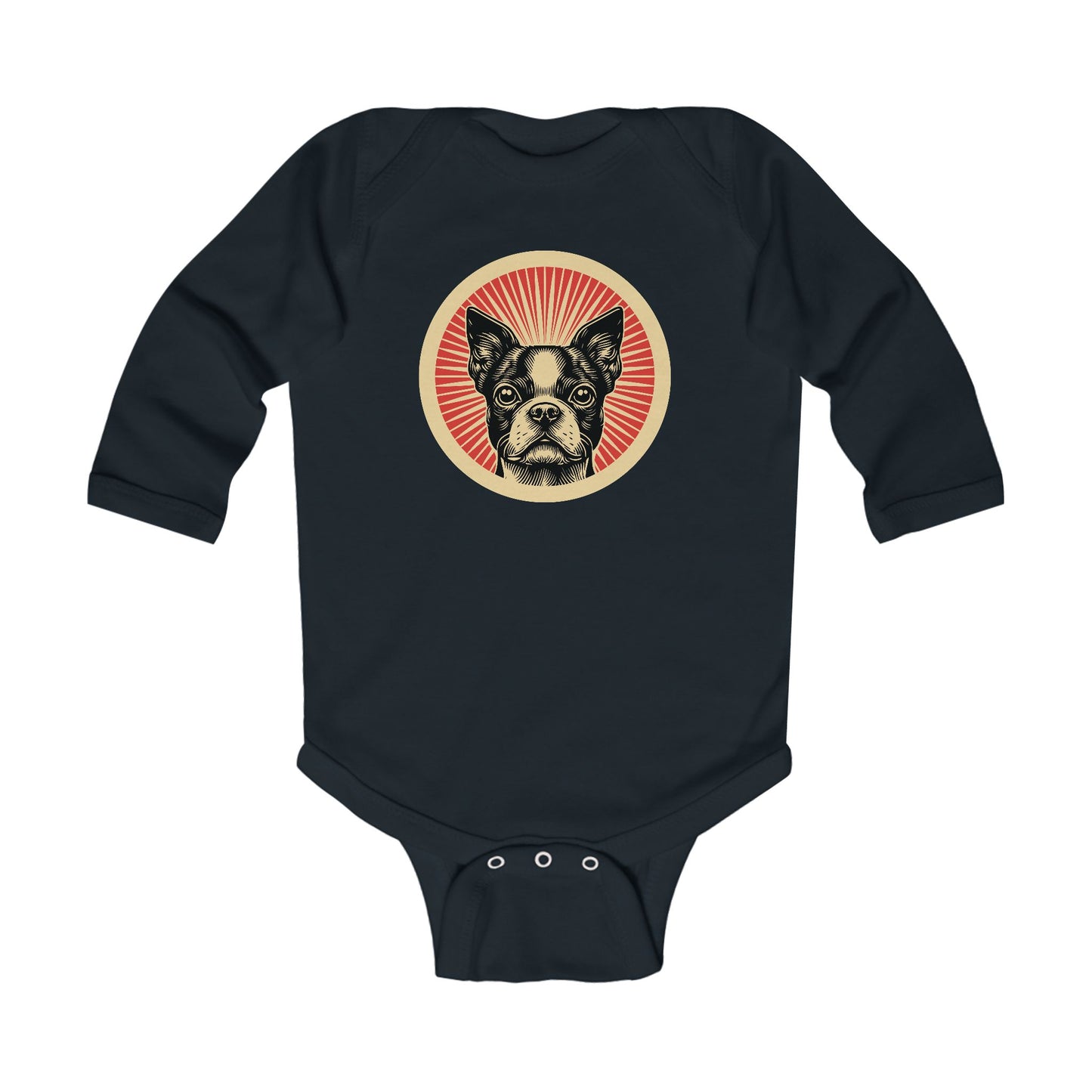 Boston Terrier Long Sleeve Bodysuit for Infants