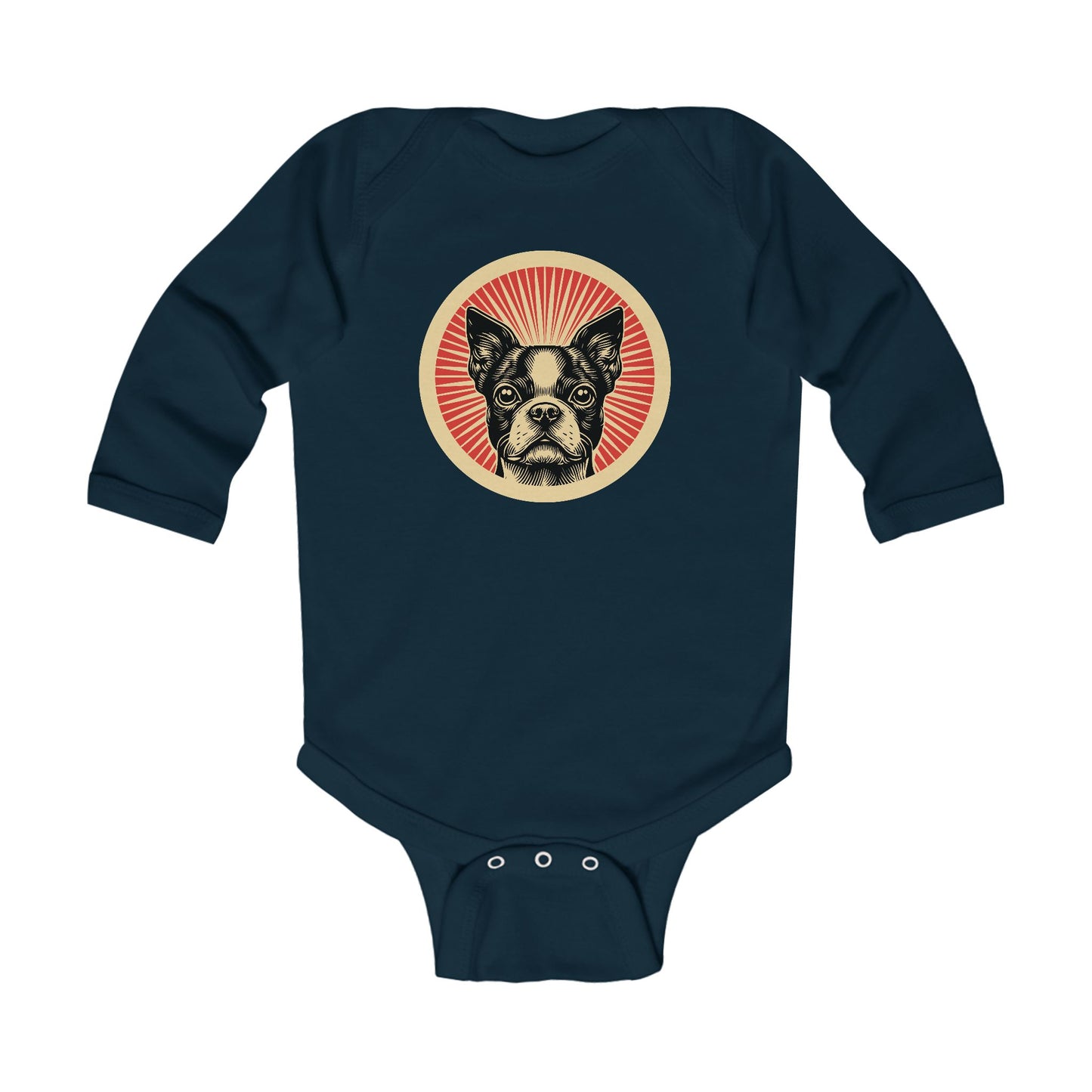 Boston Terrier Long Sleeve Bodysuit for Infants