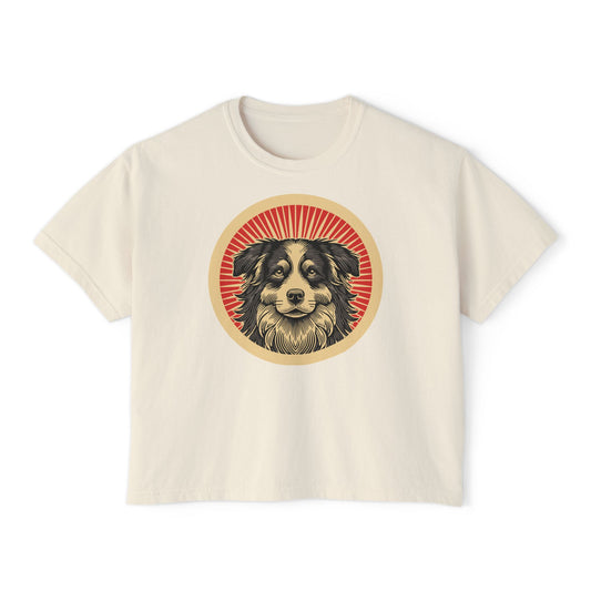 Border Collie Boxy Tee for Women