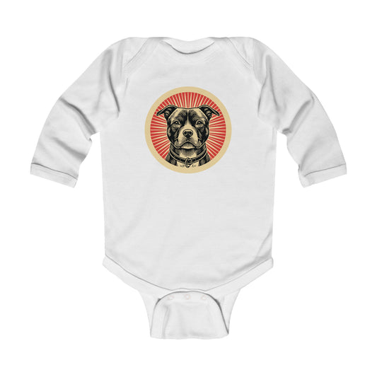 American Staffordshire Terrier Long Sleeve Bodysuit for Infants