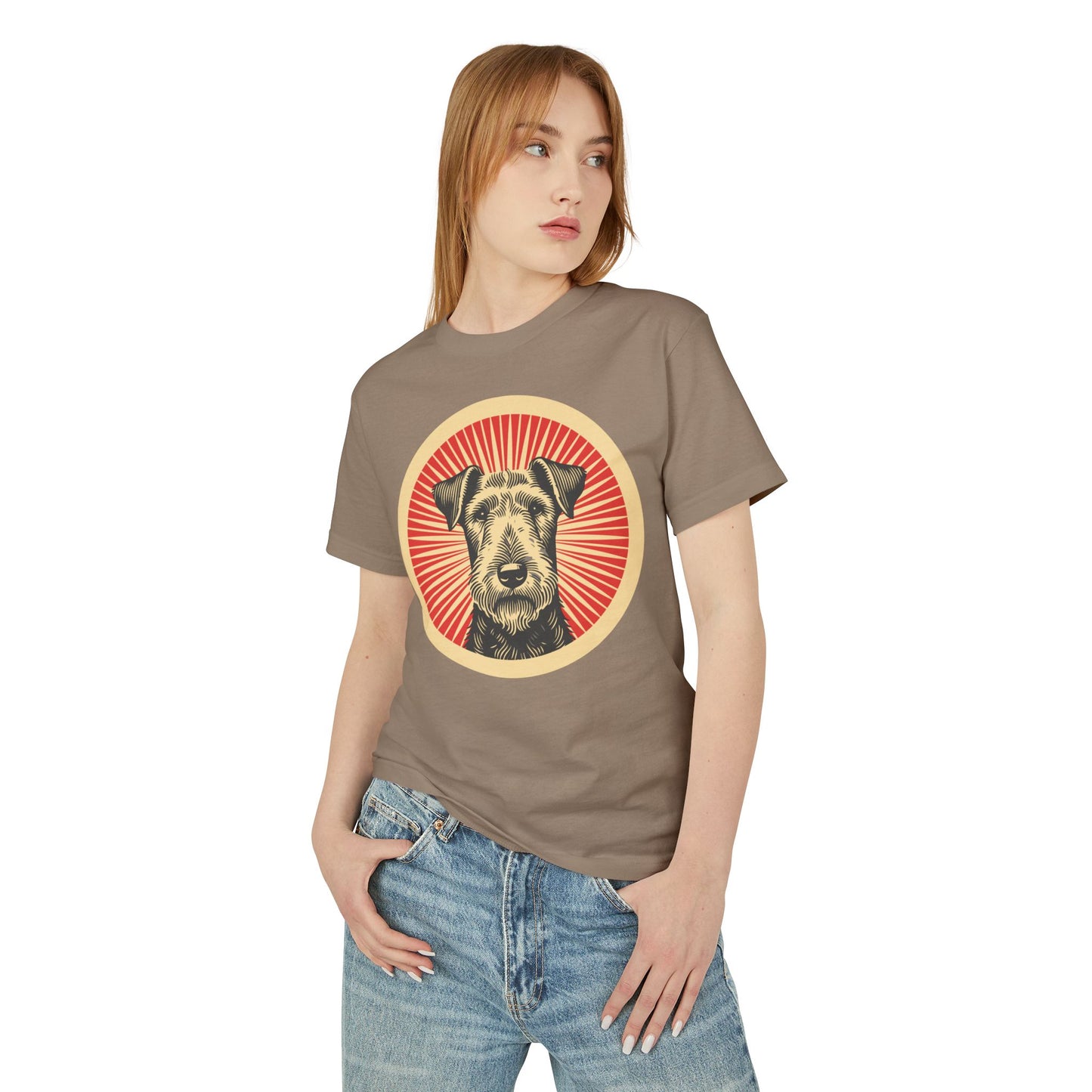 Airedale Terrier Heavyweight Cotton T-Shirt