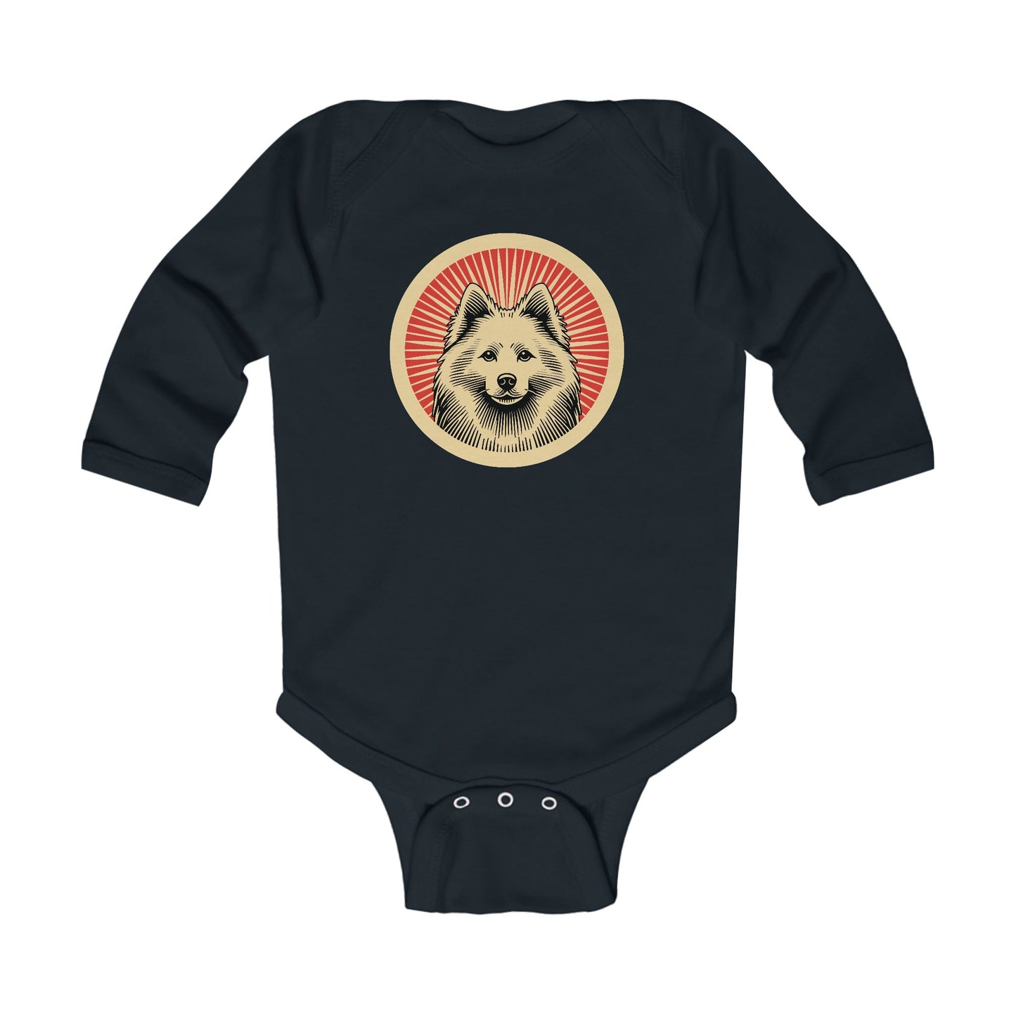 American Eskimo Dog Long Sleeve Bodysuit for Infants