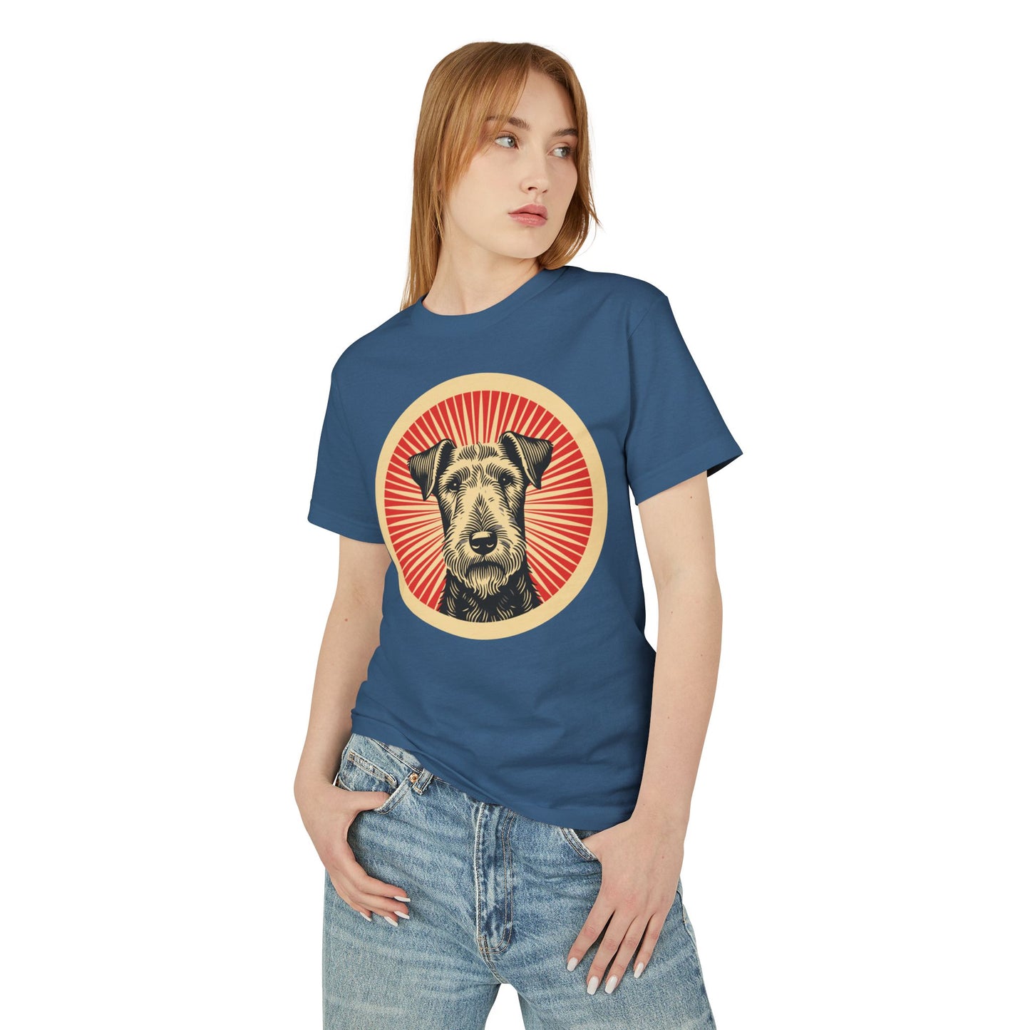 Airedale Terrier Heavyweight Cotton T-Shirt