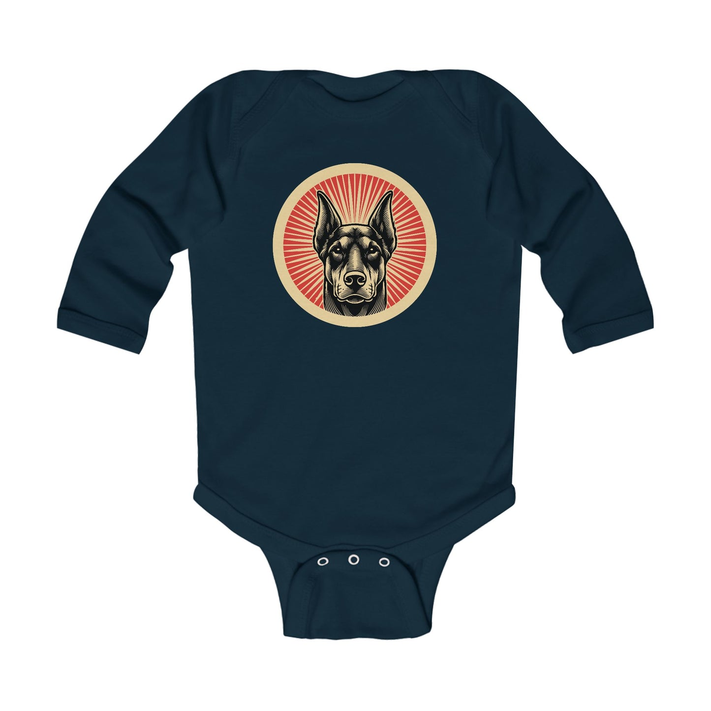 Doberman Pinscher Long Sleeve Bodysuit for Infants