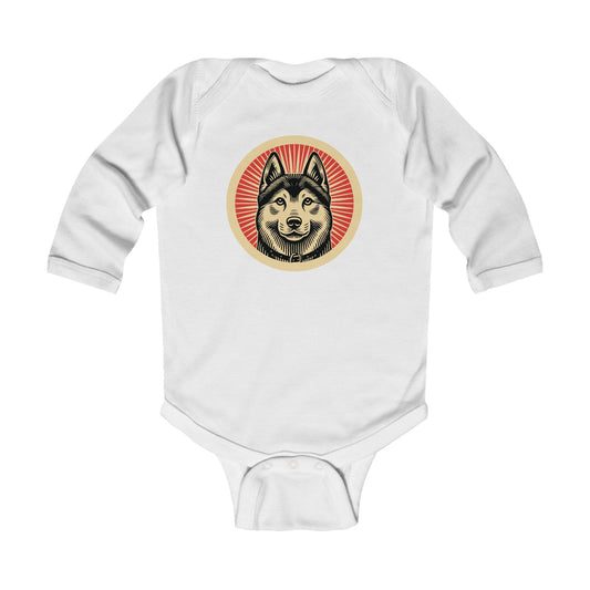 Norwegian Elkhound Long Sleeve Bodysuit for Infants