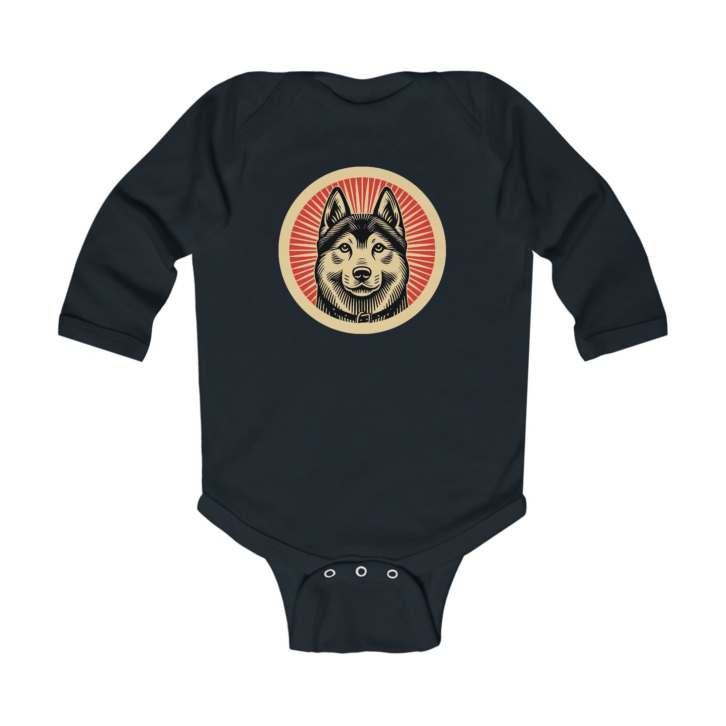 Norwegian Elkhound Long Sleeve Bodysuit for Infants