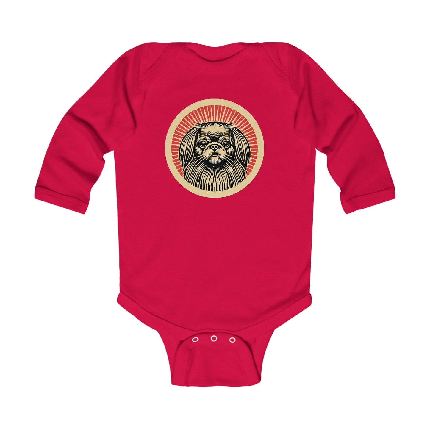 Pekingese Long Sleeve Bodysuit for Infants