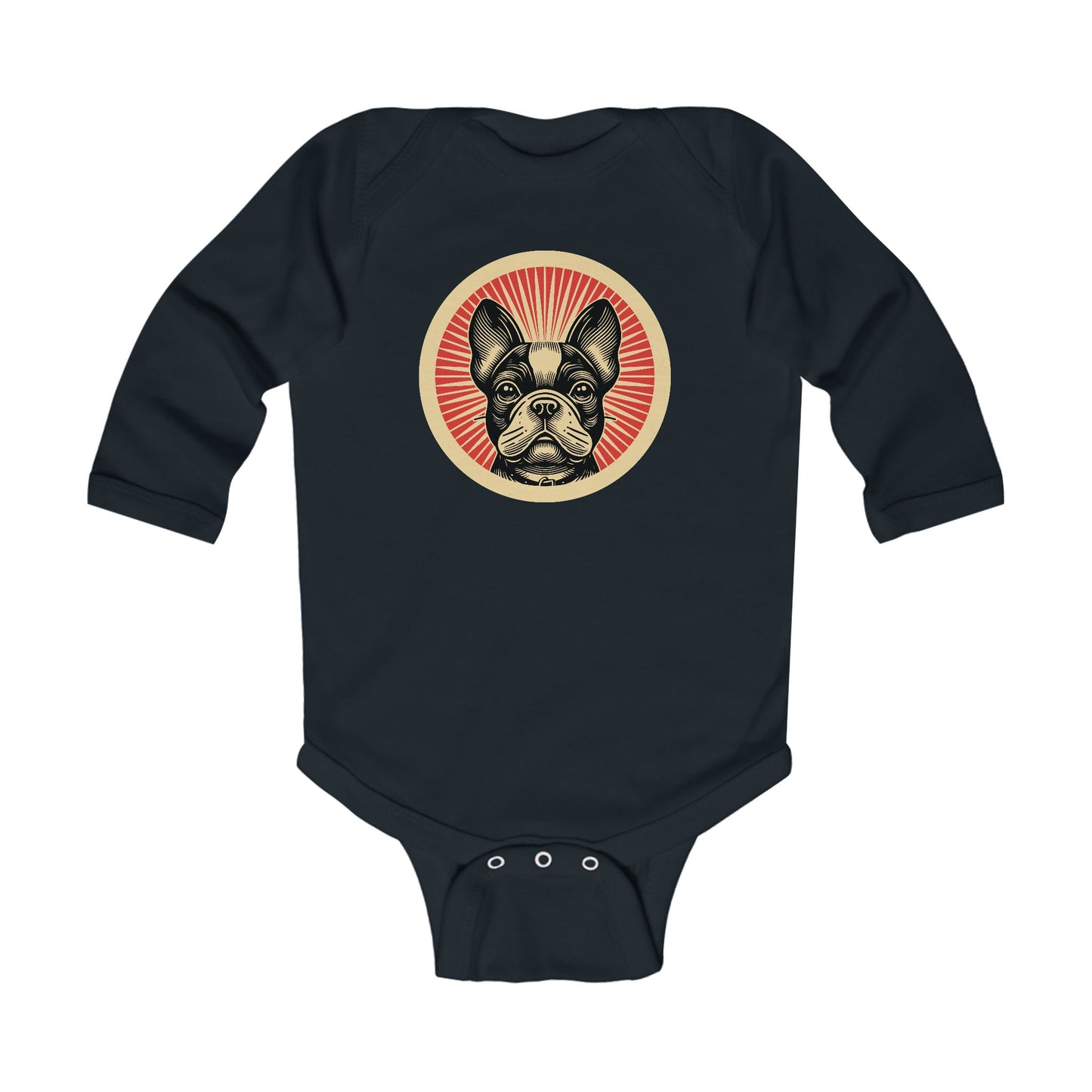 French Bulldog Long Sleeve Bodysuit for Infants