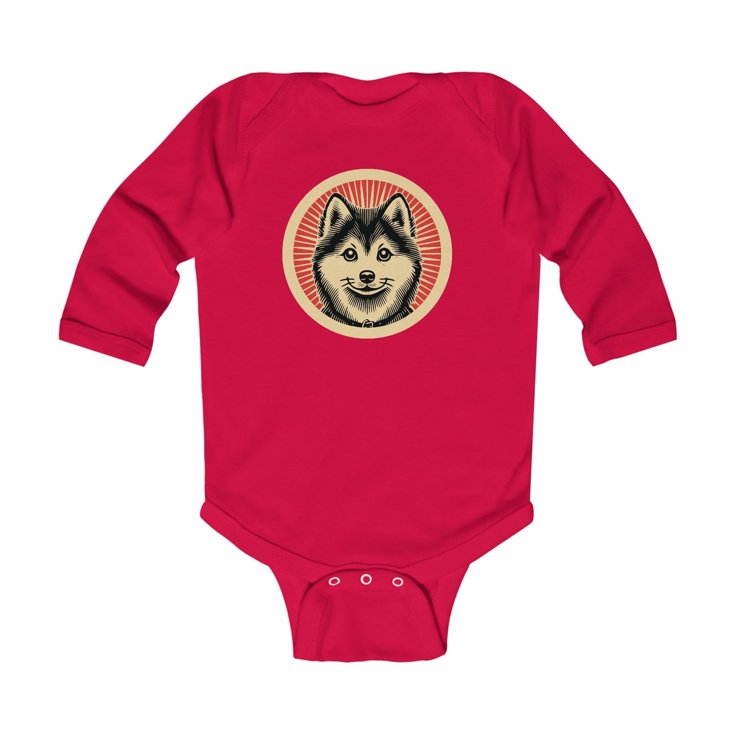 Pomsky Long Sleeve Bodysuit for Infants