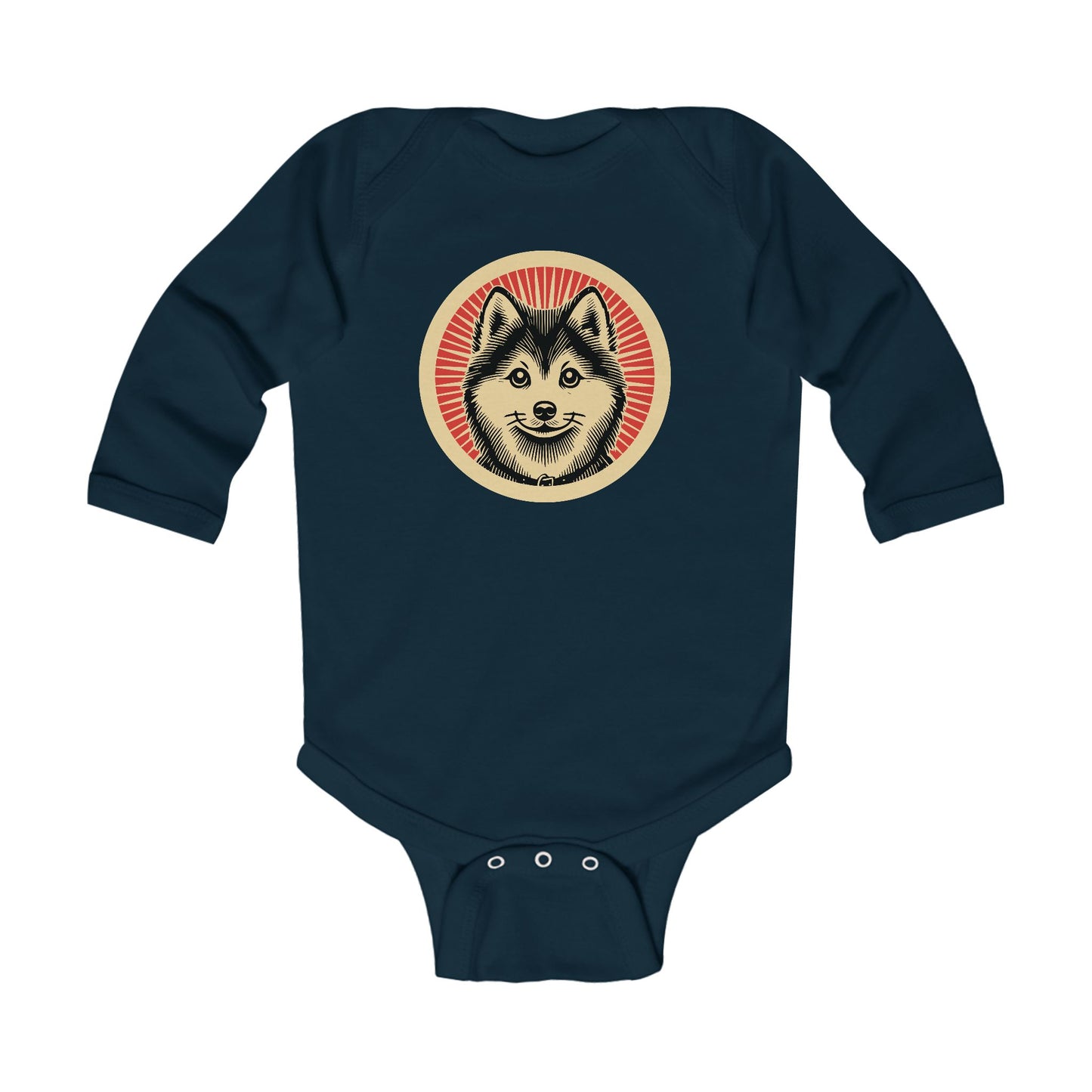 Pomsky Long Sleeve Bodysuit for Infants