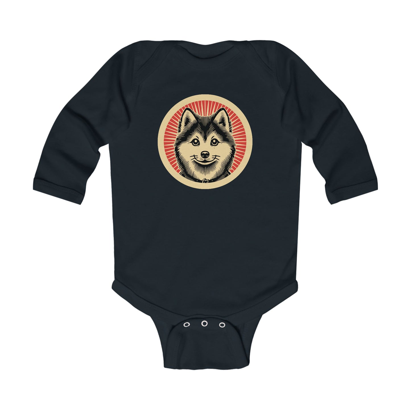 Pomsky Long Sleeve Bodysuit for Infants