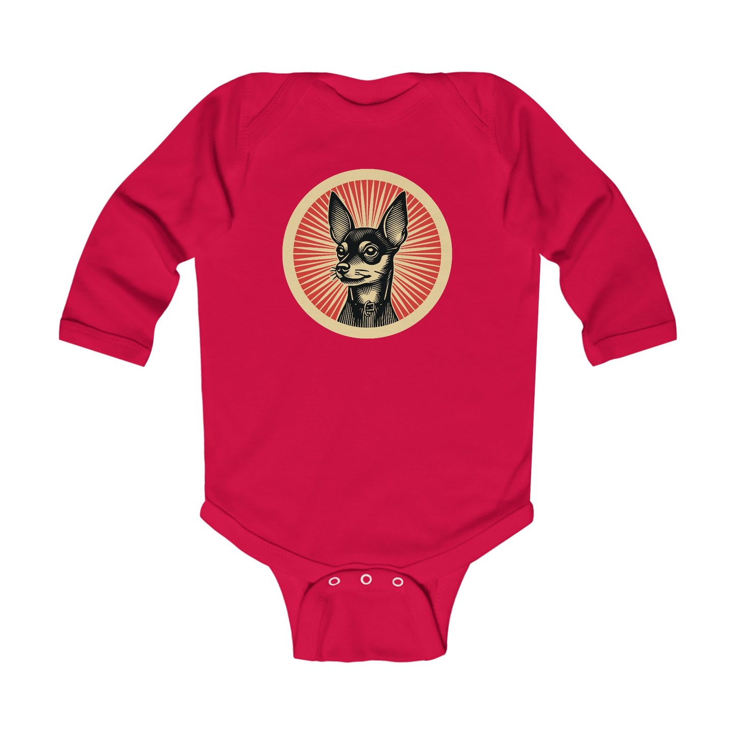 Miniature Pinscher Long Sleeve Bodysuit for Infants