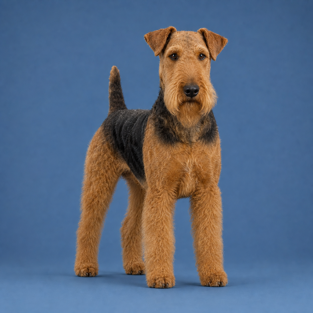 Airedale Terrier, studio portrait