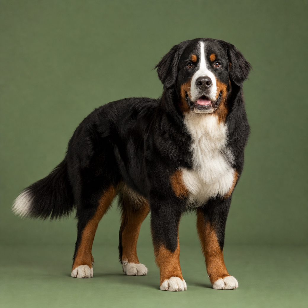 Bernese Mountain Dog, studio portrait