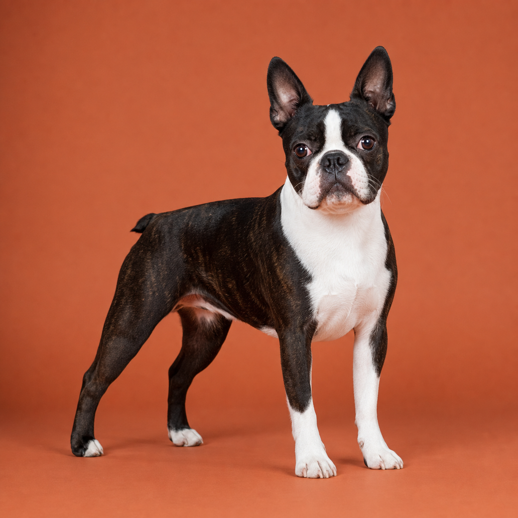 Boston Terrier, studio portrait