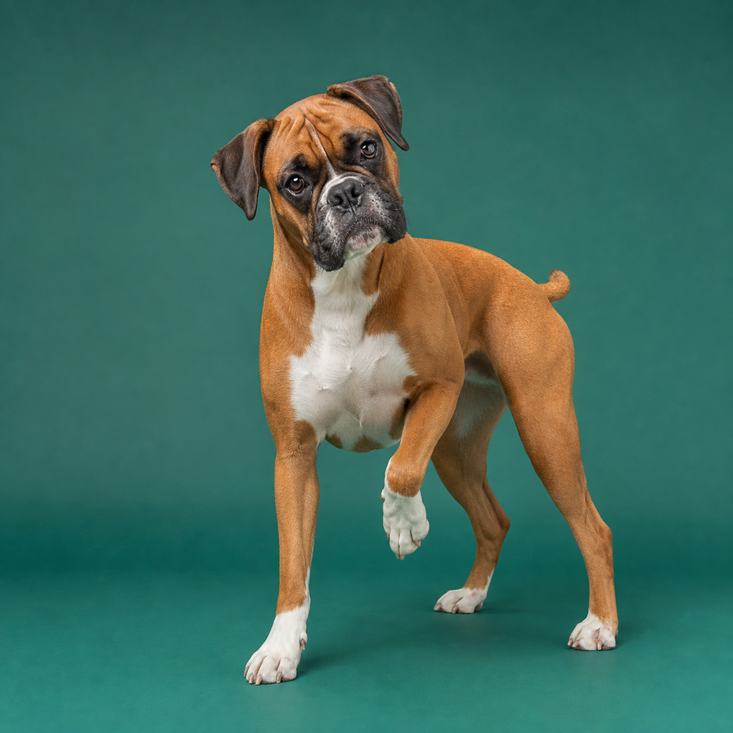 Boxer, studio portrait