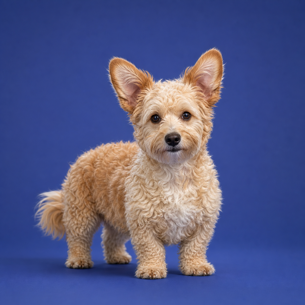 Corgipoo, studio portrait