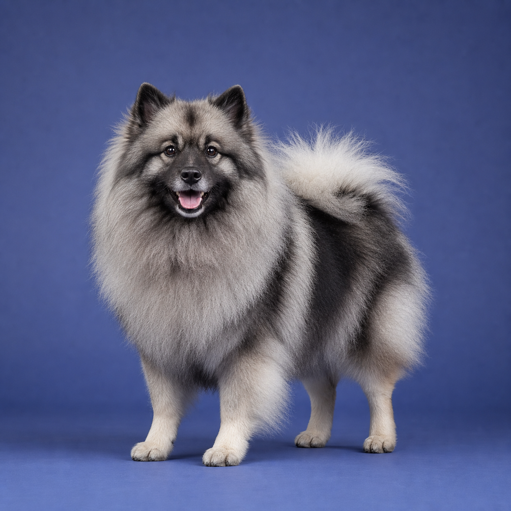 Keeshond, studio portrait