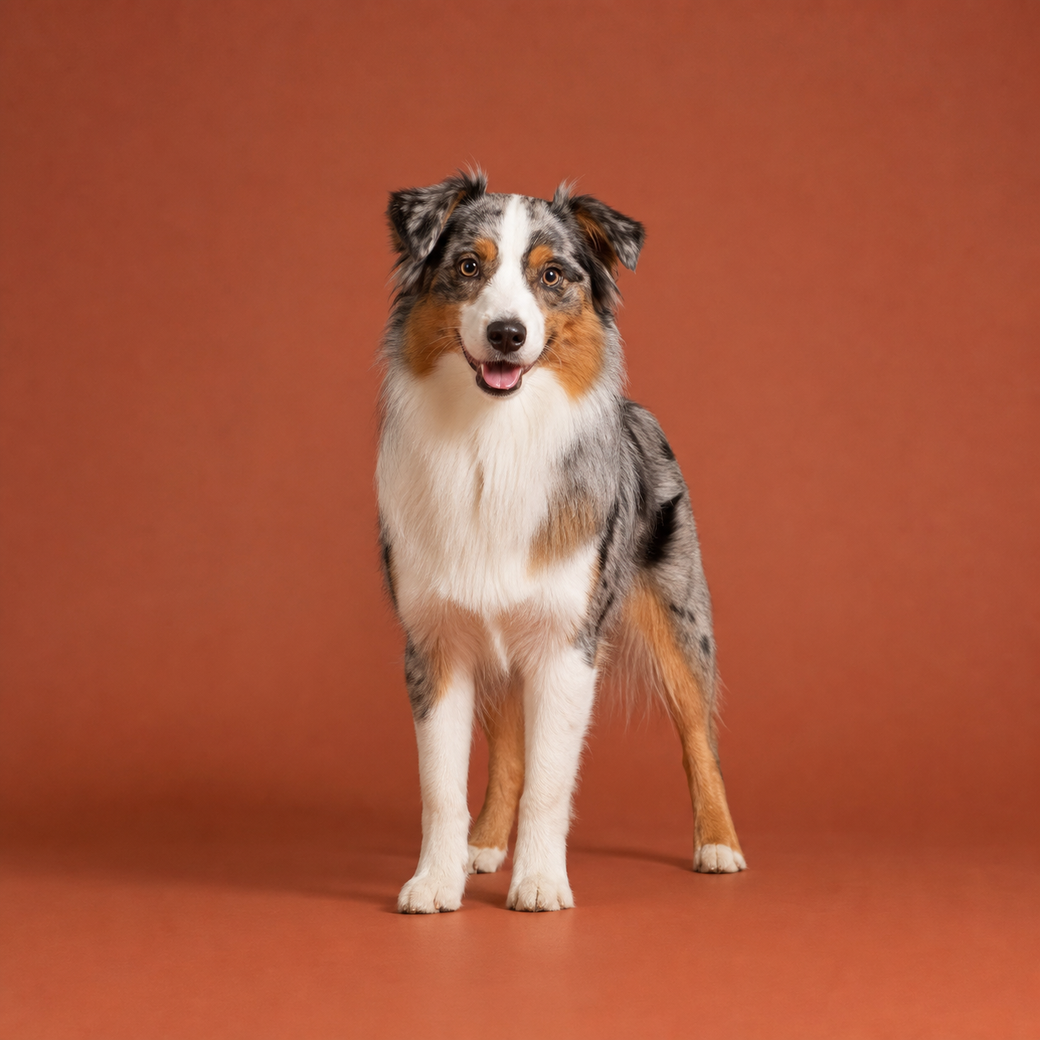 Miniature American Shepherd, studio portrait