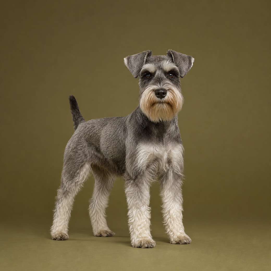 Miniature Schnauzer, studio portrait