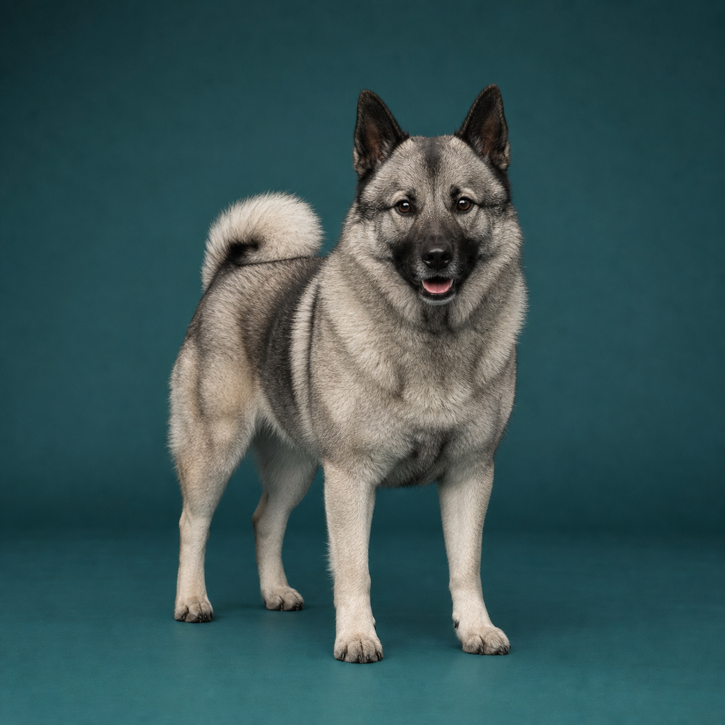 Norwegian Elkhound, studio portrait