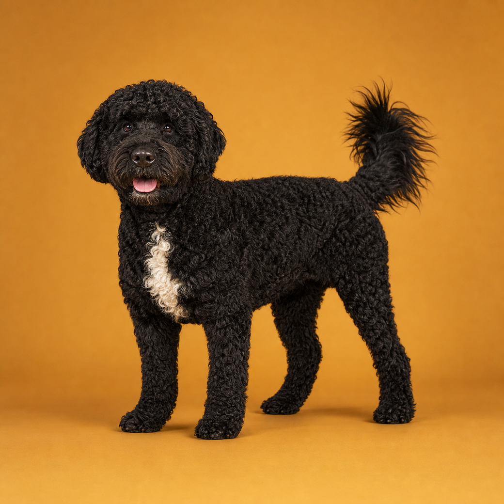 Portuguese Water Dog, studio portrait