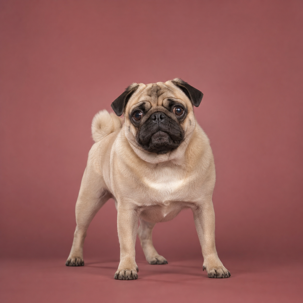 Pug, studio portrait