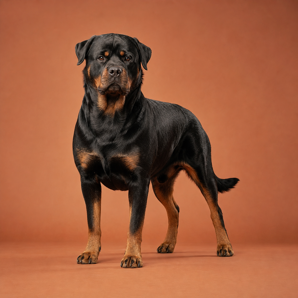Rottweiler, studio portrait