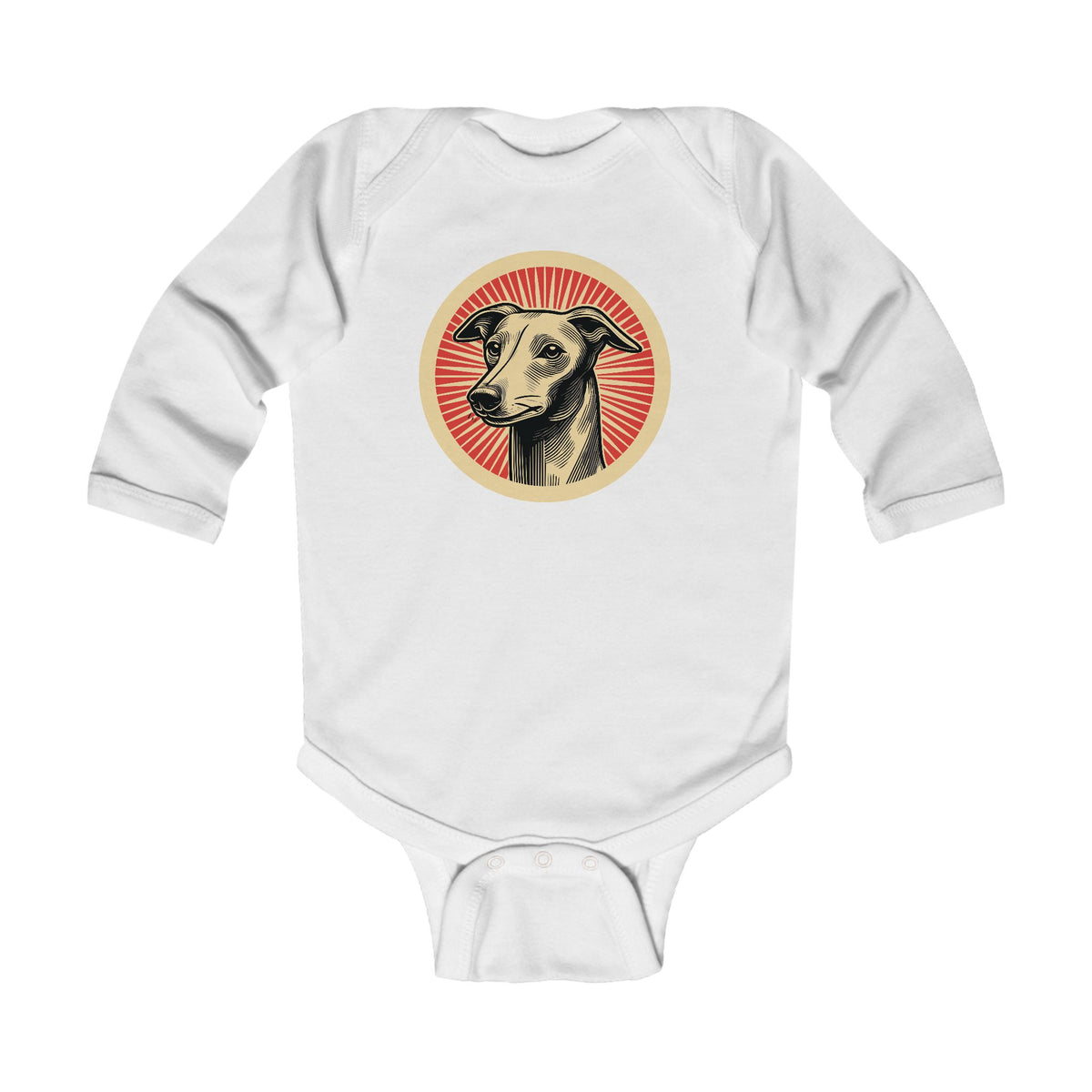 Italian Greyhound Sleeved Bodysuit — White
