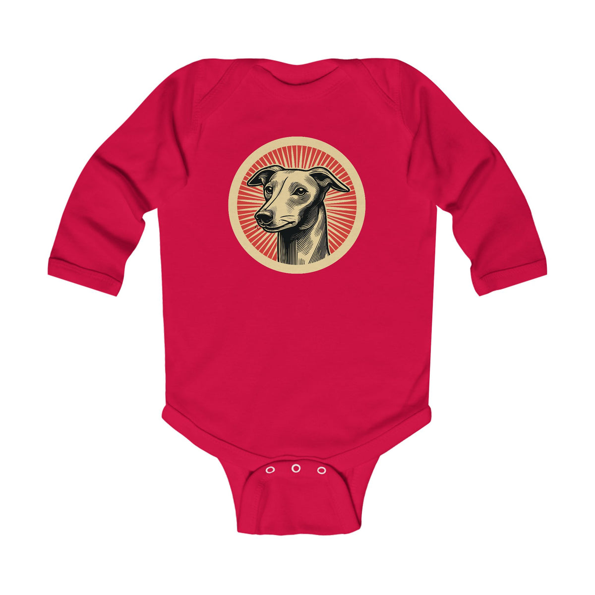 Italian Greyhound Sleeved Bodysuit — Red
