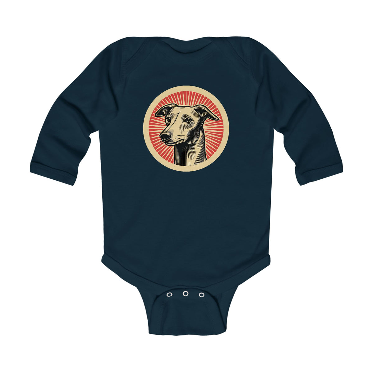 Italian Greyhound Sleeved Bodysuit — Navy