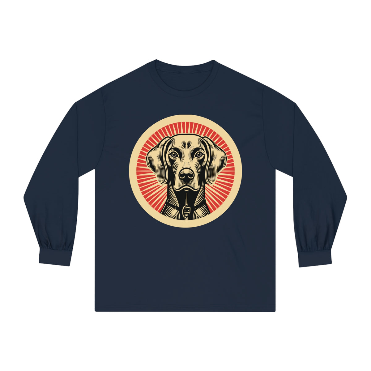 Weimaraner Long Sleeve Tee — Navy