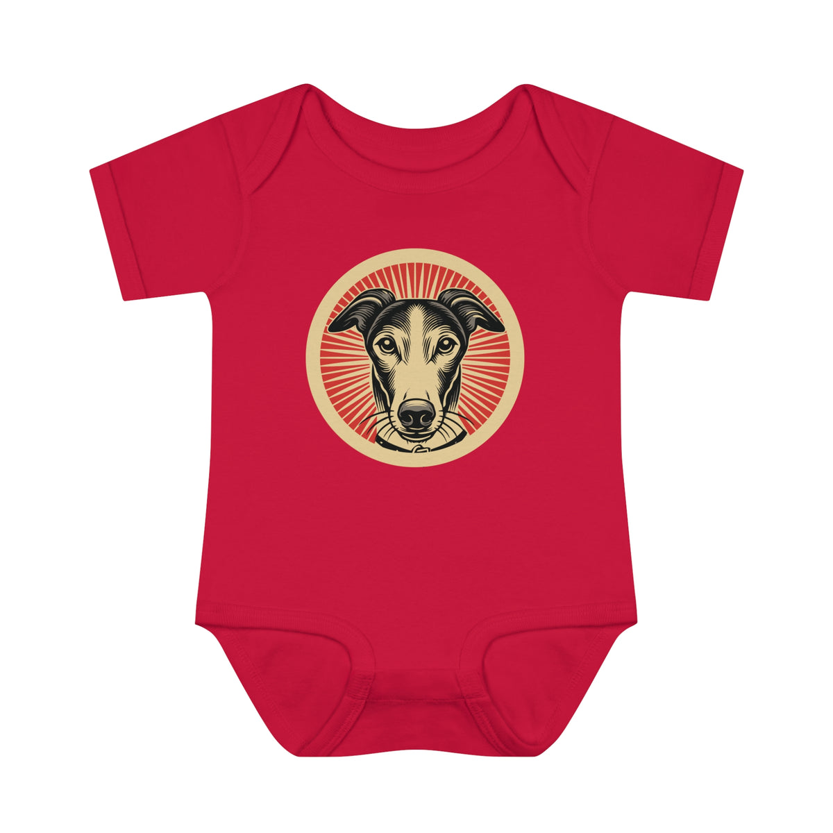 Greyhound Baby Bodysuit — Red