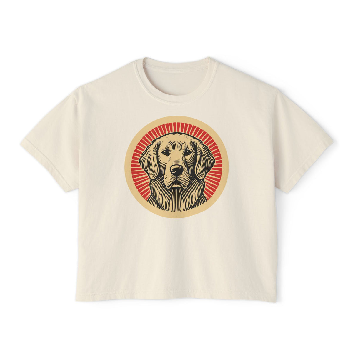 Golden Retriever Boxy Tee — Ivory