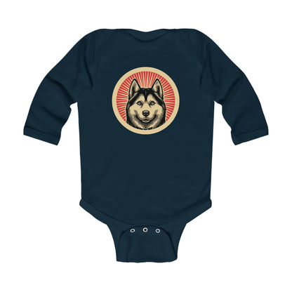 Siberian Husky Long Sleeve Bodysuit for Infants