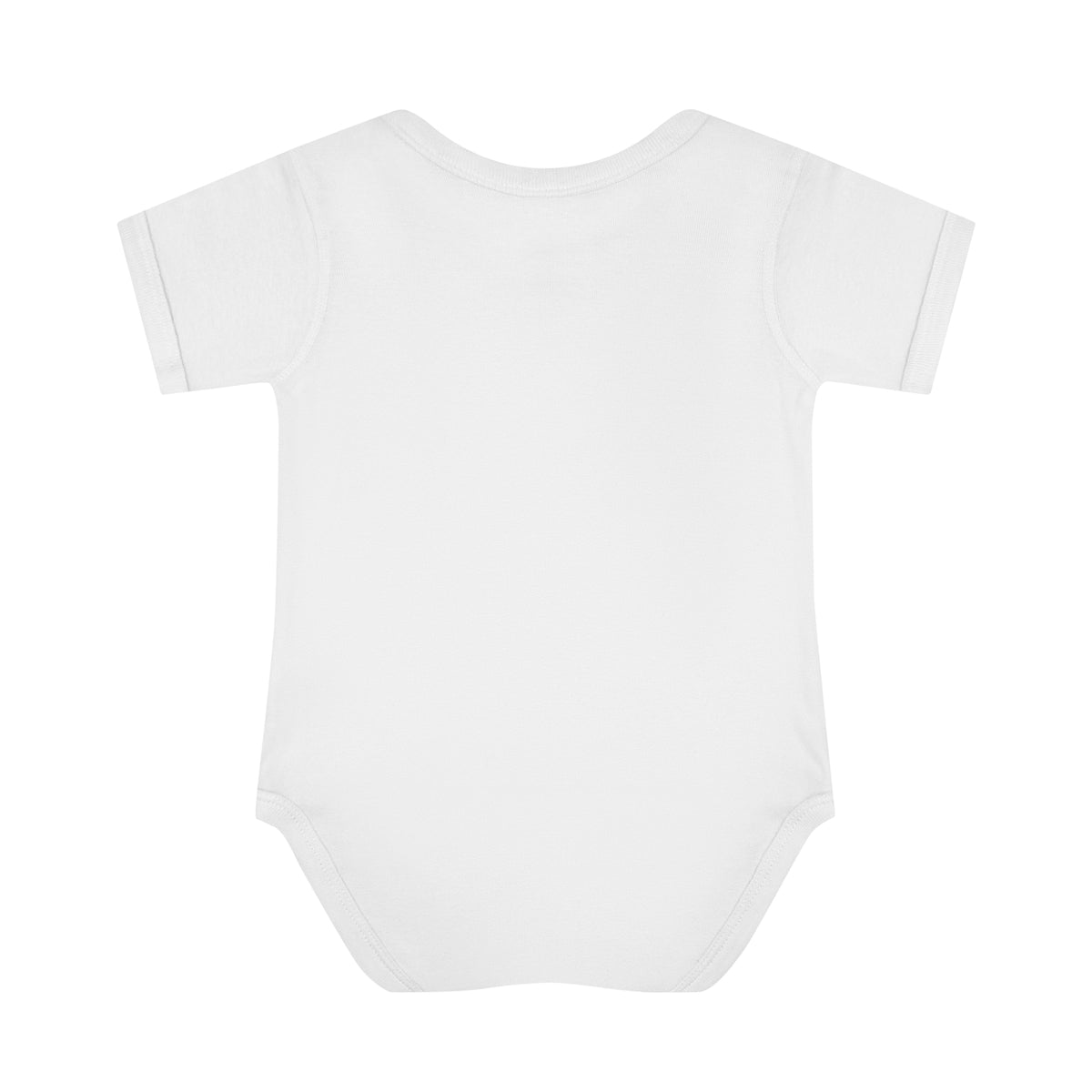 German Shepherd badge art in a ring of red rays on a baby bodysuit