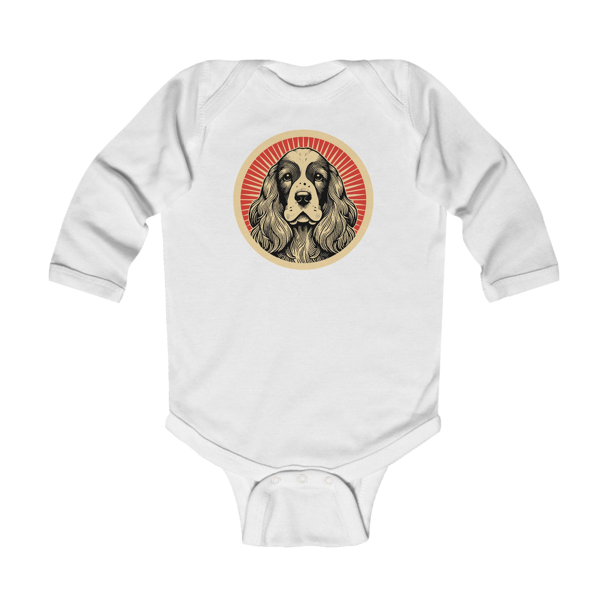 English Cocker Spaniel Sleeved Bodysuit — White