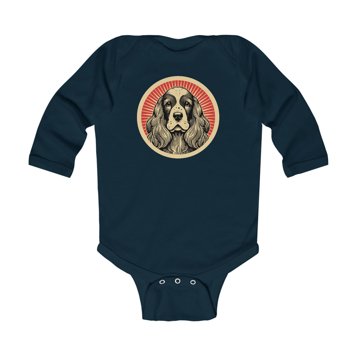 English Cocker Spaniel Sleeved Bodysuit — Navy