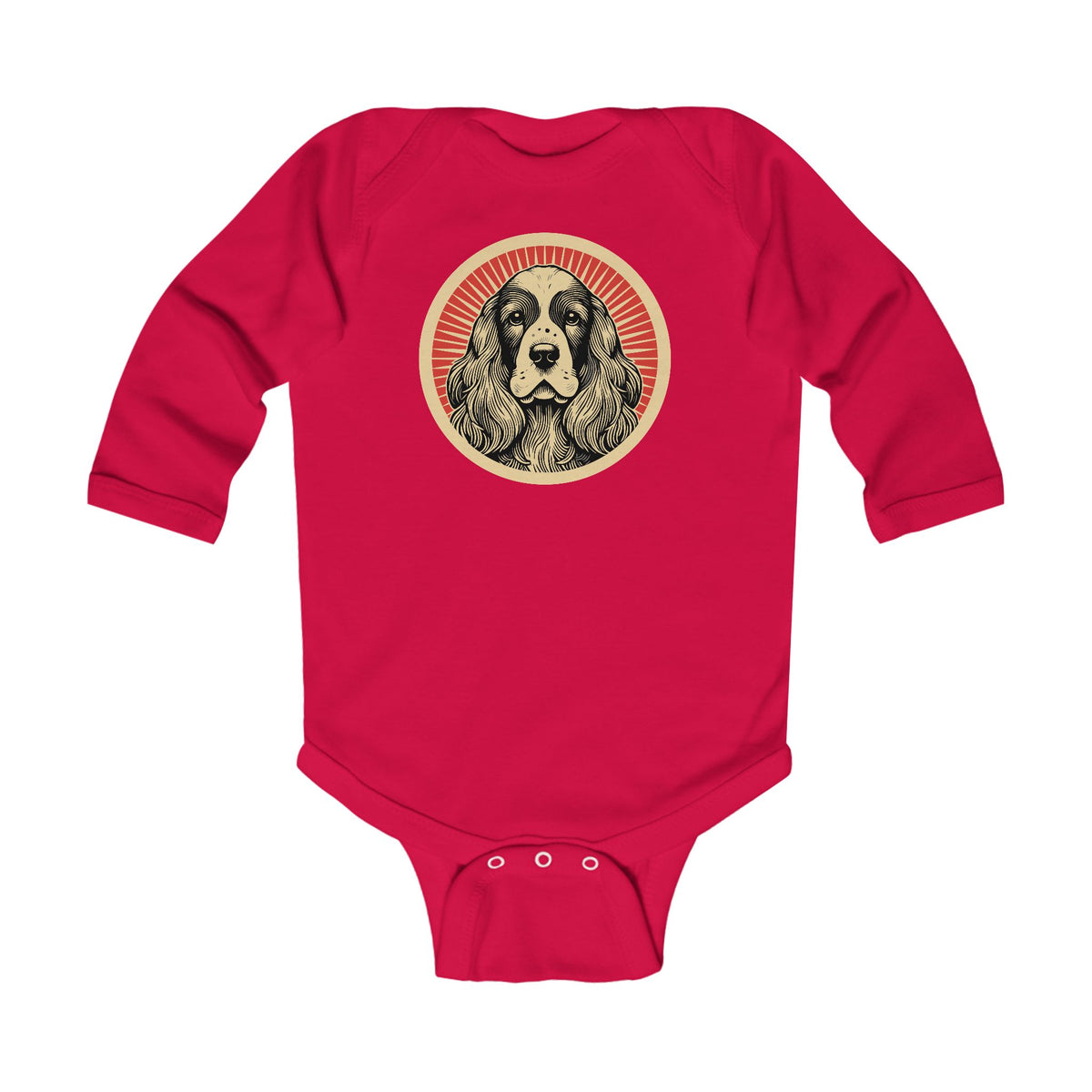 English Cocker Spaniel Sleeved Bodysuit — Red