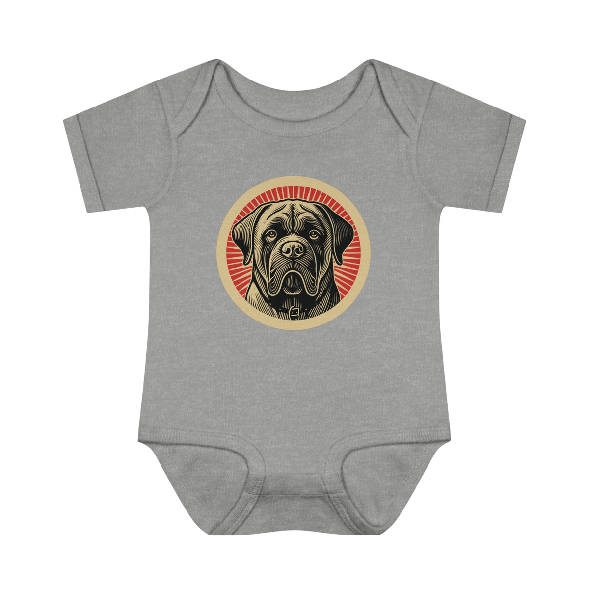 Mastiff Baby Bodysuit — Heather