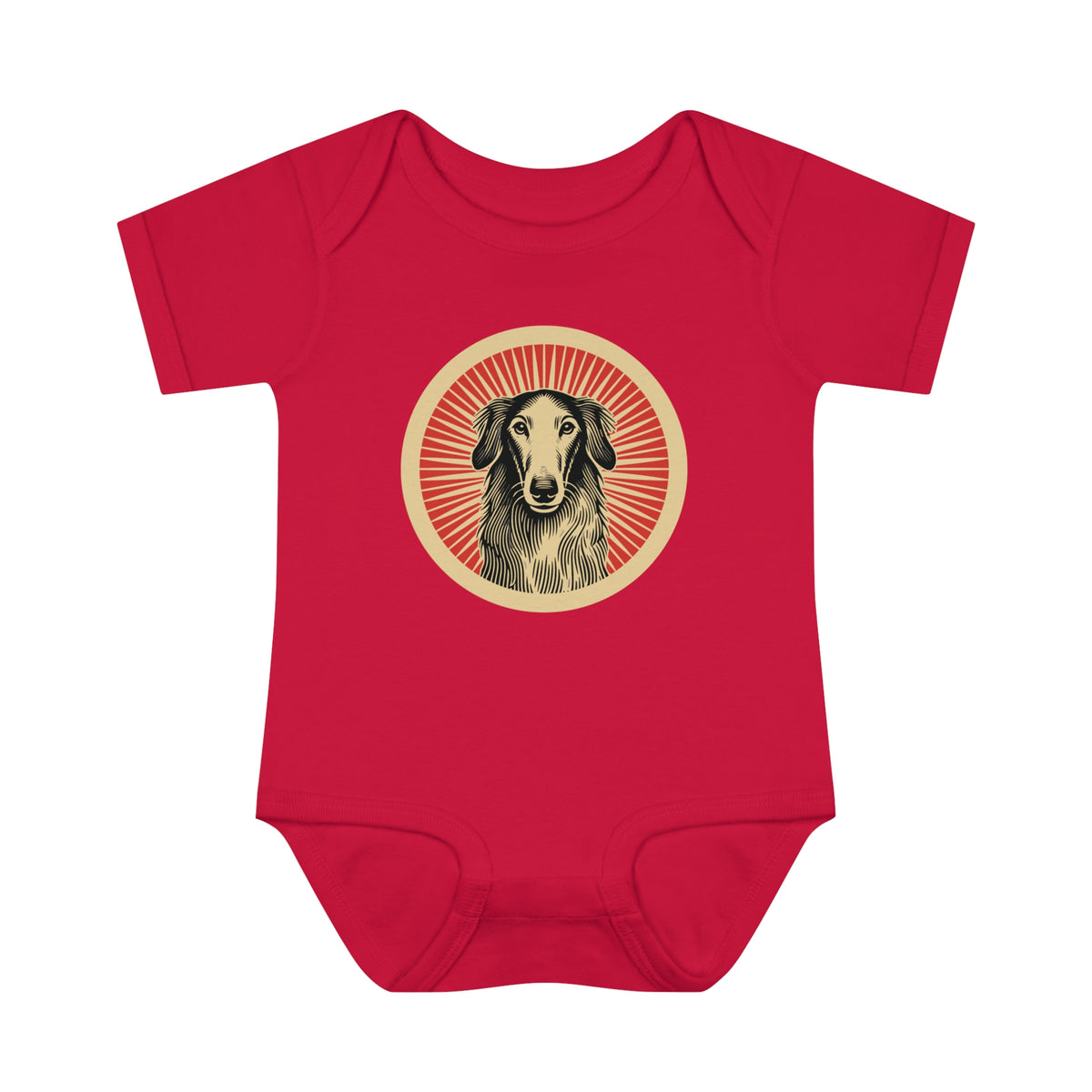 Borzoi Baby Bodysuit — Red