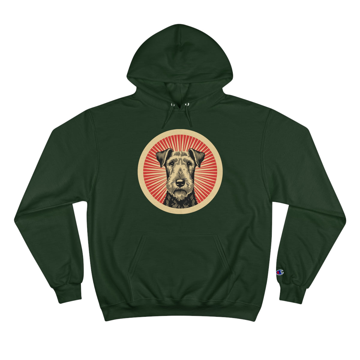 Airedale Terrier Champion Hoodie — Dark Green